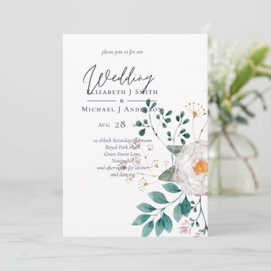 LeahG Zomer Wit Rose Rustiek Boho Bloemen Bruiloft (Staand voorkant)