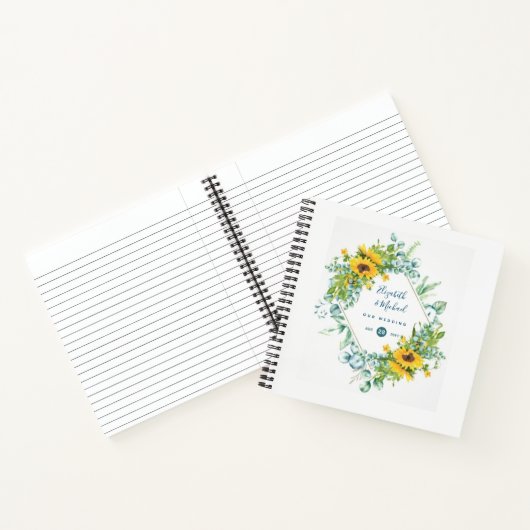 LeahG Zonnebloemen Eucalyptus Trouwgastenboek Notitieboek (Binnen)