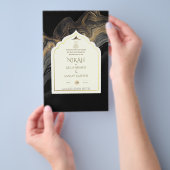 LeahG Zwart Goud Islamitisch Moslim Bruiloft Uitno Flyer (Hand)