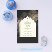 LeahG Zwart Goud Islamitisch Moslim Bruiloft Uitno Flyer (Enkel)