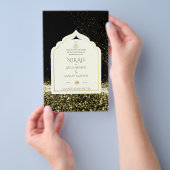 LeahG Zwart Goud Islamitisch Moslim Bruiloft Uitno Flyer (Hand)
