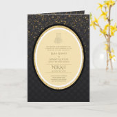 LeahG Zwart Goud Islamitisch Moslim Bruiloft Uitno Kaart (Gele Bloem)