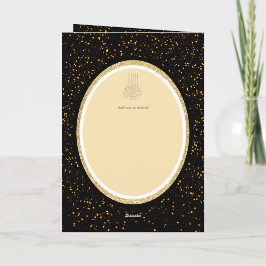 LeahG Zwart Goud Islamitisch Moslim Bruiloft Uitno Kaart (Achterkant)