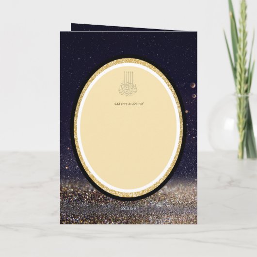 LeahG Zwart Goud Islamitisch Moslim Bruiloft Uitno Kaart (Achterkant)