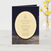 LeahG Zwart Goud Islamitisch Moslim Bruiloft Uitno Kaart (Gele Bloem)