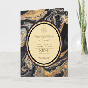 LeahG Zwart Goud Islamitisch Moslim Bruiloft Uitno Kaart