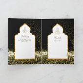 LeahG Zwart Goud Islamitisch Moslim Bruiloft Uitno Kaart (Binnen)
