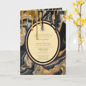 LeahG Zwart Goud Islamitisch Moslim Bruiloft Uitno Kaart (Gele Bloem)