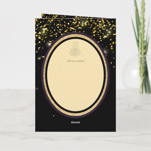 LeahG Zwart Goud Islamitisch Moslim Bruiloft Uitno Kaart (Achterkant)