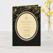 LeahG Zwart Goud Islamitisch Moslim Bruiloft Uitno Kaart (Gele Bloem)