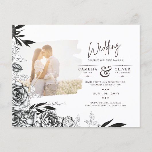 LeahG Zwart Witte Rozen Foto Overlay Trouwen (Voorkant)