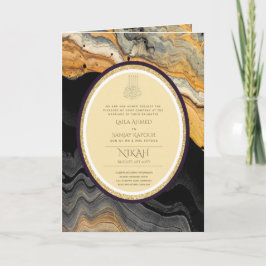 LeahG Zwarte Gouden Islamitische Moslim Trouwkaart Kaart