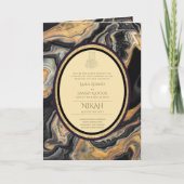 LeahG Zwarte Gouden Islamitische Moslim Trouwkaart Kaart (Voorkant)