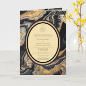 LeahG Zwarte Gouden Islamitische Moslim Trouwkaart Kaart (Gele Bloem)