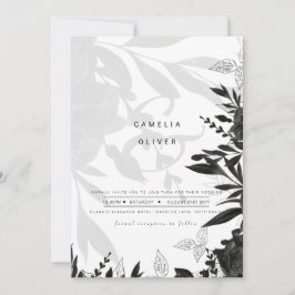 LeahG Zwarte Witte Rozen Huwelijksbudget UITNODIGI Kaart