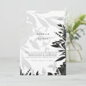 LeahG Zwarte Witte Rozen Huwelijksbudget UITNODIGI Kaart (Staand voorkant)