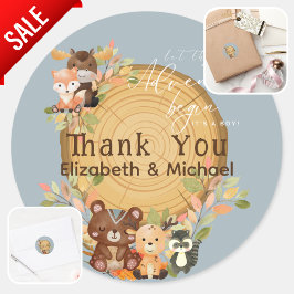 LeahG's Custom Cutesy Woodland Animals Baby shower Ronde Sticker
