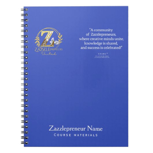 LeahG's Zazzle Zakelijke Cursus Gepersonaliseerd Notitieboek (Voorkant)