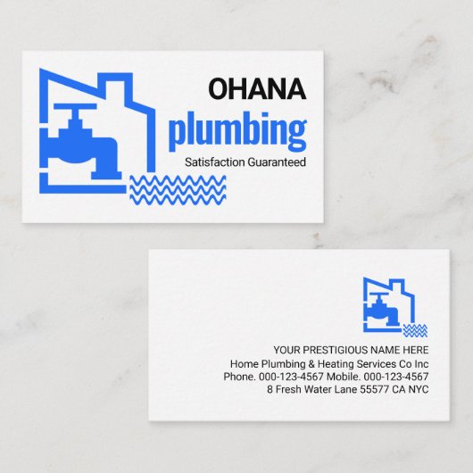 Leaking Blue Faucet Building Home Frame Visitekaartje (Voorkant / Achterkant)