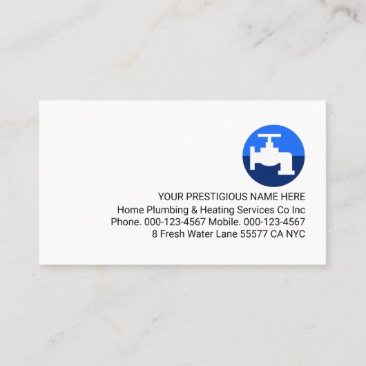 Leaking Blue Faucet Under Home Visitekaartje (Achterkant)