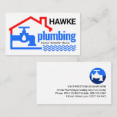 Leaking Blue Faucet Under Home Visitekaartje (Voorkant / Achterkant)