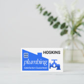 Leaking Faucet Blue Home Building Plumbing Visitekaartje (Staand voorkant)