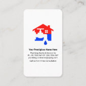 Leaking Faucet Blue Plumbing Tab Layers Visitekaartje (Achterkant)