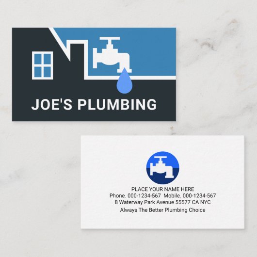 Leaking Faucet On White Building Frame Visitekaartje (Voorkant / Achterkant)