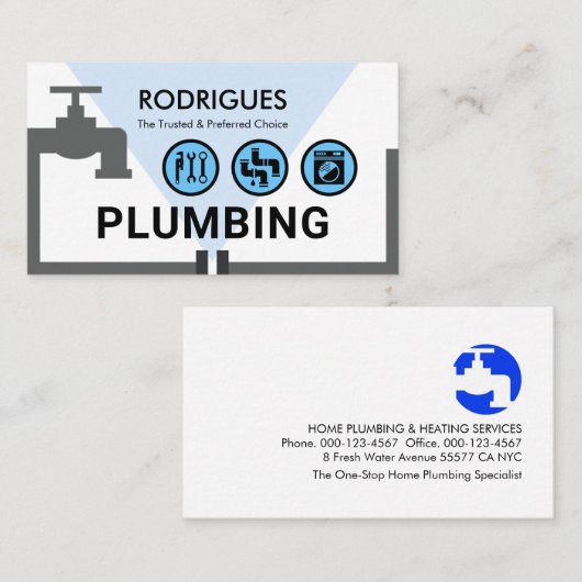 Leaking Faucet Pipeline Plumbing Works Visitekaartje (Voorkant / Achterkant)