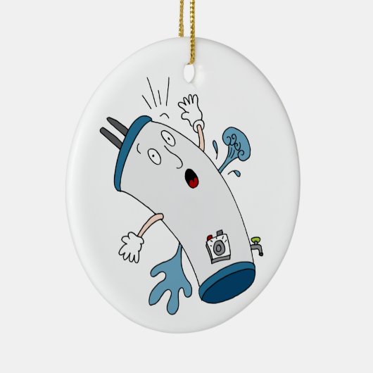 Leaking Water Heater Cartoon Keramisch Ornament (Rechts)