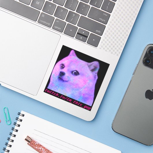Lean Doge Sticker (Laptop met iPhone)