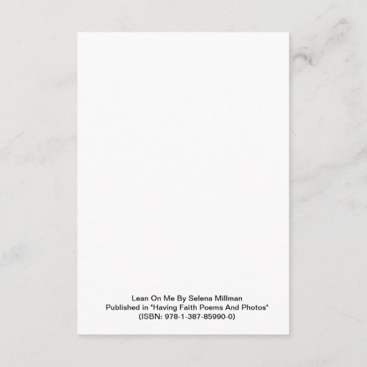 "Lean On Me" gedicht Informatiekaartje (Achterkant)