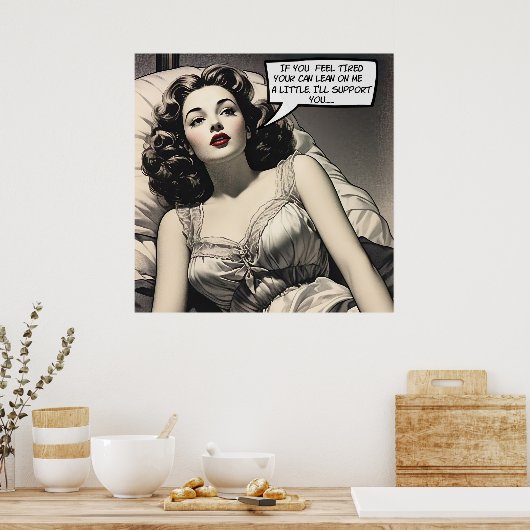 Lean On Me Romance Comic Poster uit de jaren vijft (Keuken)