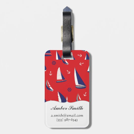 Lean Sailboat Pattern Bagagelabel (Achterkant verticaal)