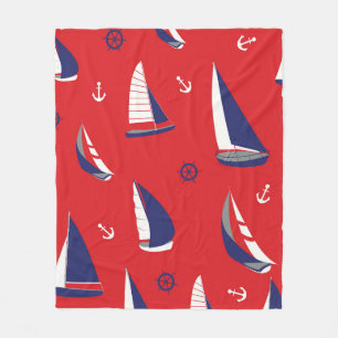 Lean Sailboat Pattern Fleece Deken