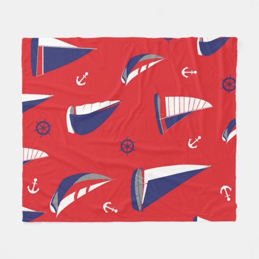 Lean Sailboat Pattern Fleece Deken (Voorkant (Horizontaal))