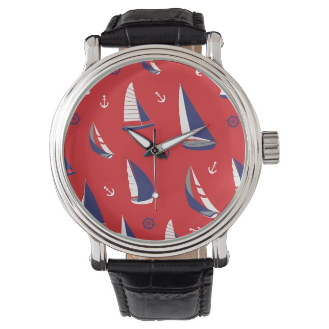 Lean Sailboat Pattern Horloge (Voorkant)