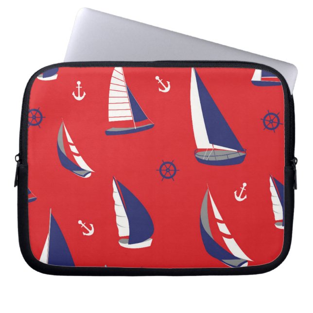 Lean Sailboat Pattern Laptop Sleeve (Voorkant)