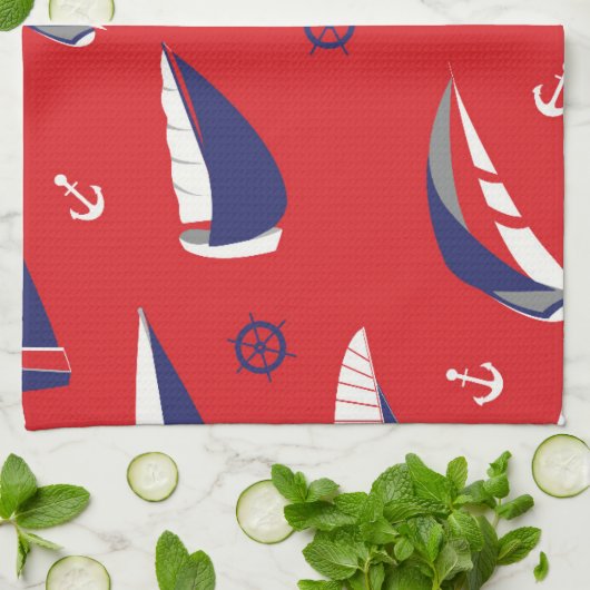 Lean Sailboat Pattern Theedoek (Gevouwen)