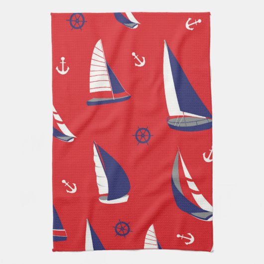 Lean Sailboat Pattern Theedoek (Verticaal)