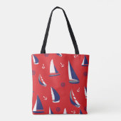 Lean Sailboat Pattern Tote Bag (Achterkant)