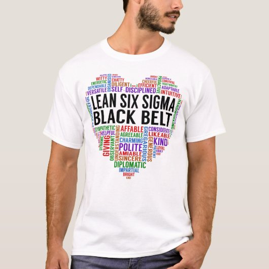 Lean Six Sigma Black Belt Heart T-shirt (Voorkant)