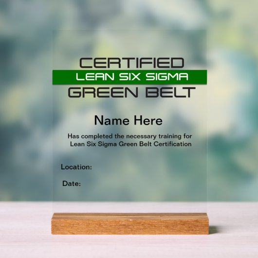 Lean SS Green Belt Award () Acryl Bord (Neutraal)