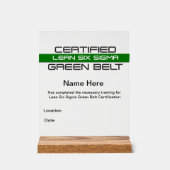 Lean SS Green Belt Award () Acryl Bord (Voorkant)