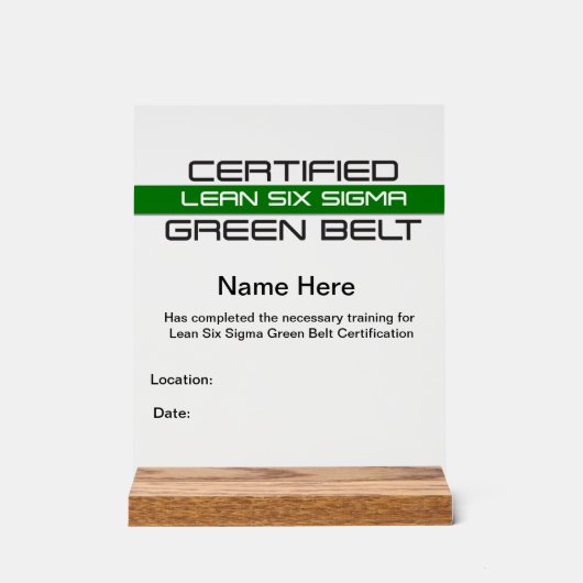 Lean SS Green Belt Award () Acryl Bord (Voorkant)