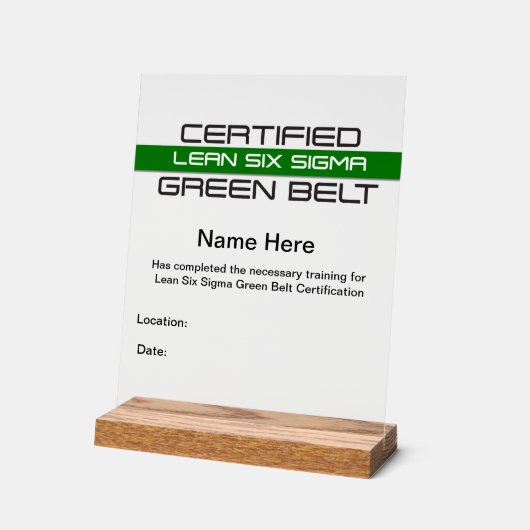 Lean SS Green Belt Award () Acryl Bord (Hoek)