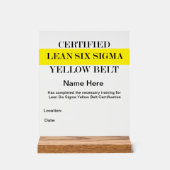 Lean SS Yellow Belt Award () Acryl Bord (Voorkant)