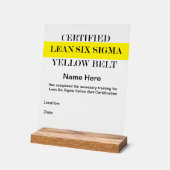 Lean SS Yellow Belt Award () Acryl Bord (Hoek)