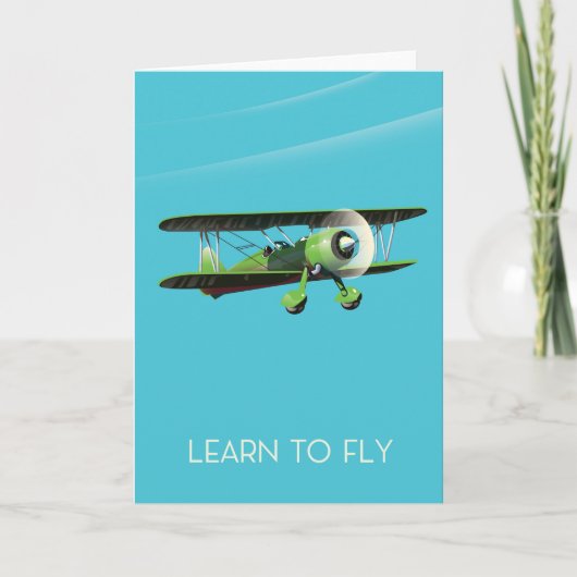 Lean To Fly vintage vliegtuigposter Feestdagen Kaart (Voorkant)