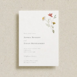 Leander Rustic Wildflower Boho Floral Wedding Kaart